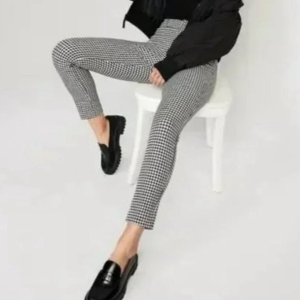 OLD NAVY Women’s Gingham Pants Black White Sz 2 Pixie Ankle Cotton Blend Stretch